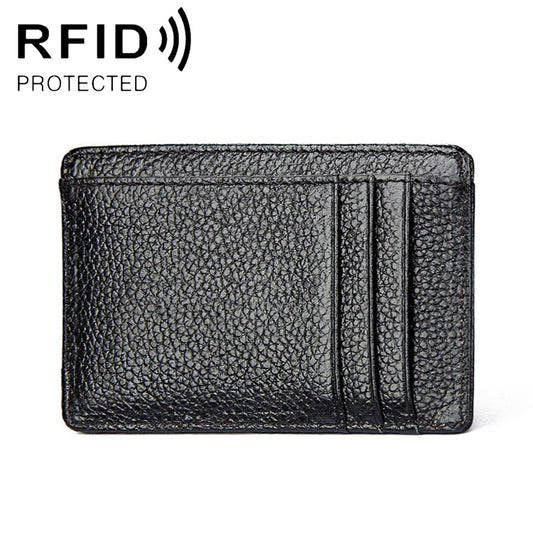 KB37 Antimagnetic RFID Litchi Texture Leather Card Holder Wallet Billfold for Men and Women (Black) - Antimagnetic RFID Package by buy2fix | Online Shopping UK | buy2fix