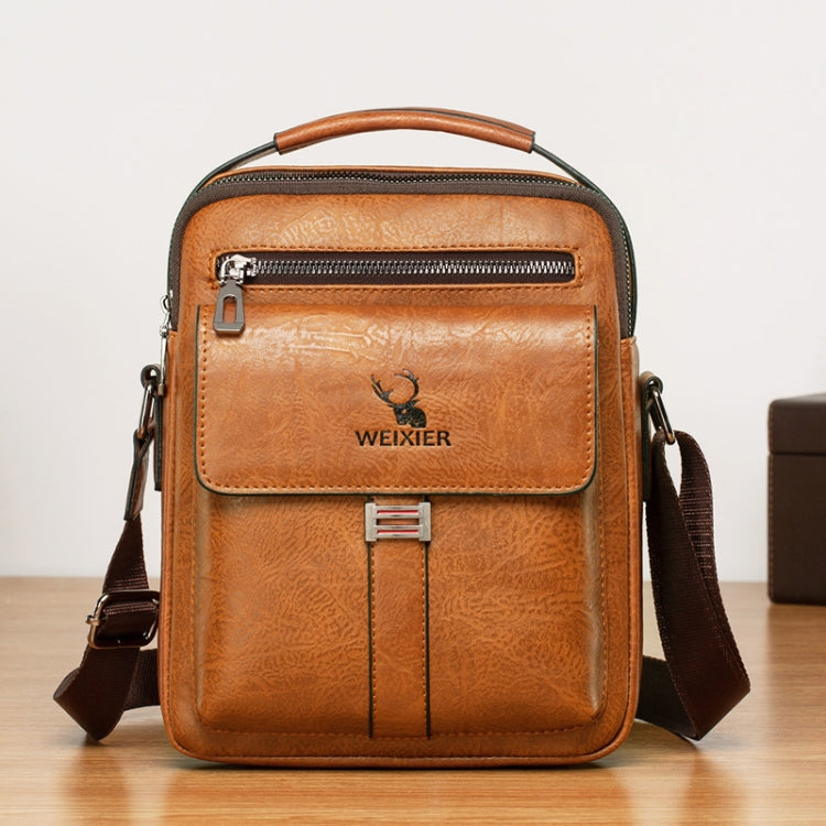 WEIXIER 8683 Large Capacity Retro PU Leather Men Business Handbag Crossbody Bag (Light Brown) - Crossbody Bags by WEIXIER | Online Shopping UK | buy2fix