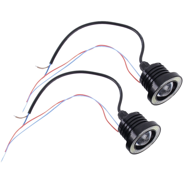 2 PCS 2.5 inch DC12-24V 10W 900LM 6500K Car Angel Eyes Fog Lamp Foglight, Cable Length: 20cm(White Light + White Light) - Fog / Driving Lights by buy2fix | Online Shopping UK | buy2fix