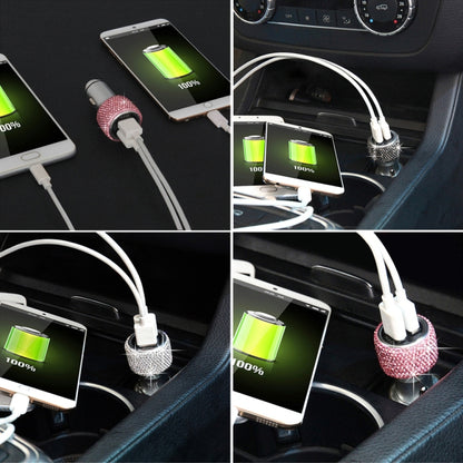 Car Diamond Aluminium Alloy QC3.0 Dual USB Quick Charger(Colour) - In Car by buy2fix | Online Shopping UK | buy2fix