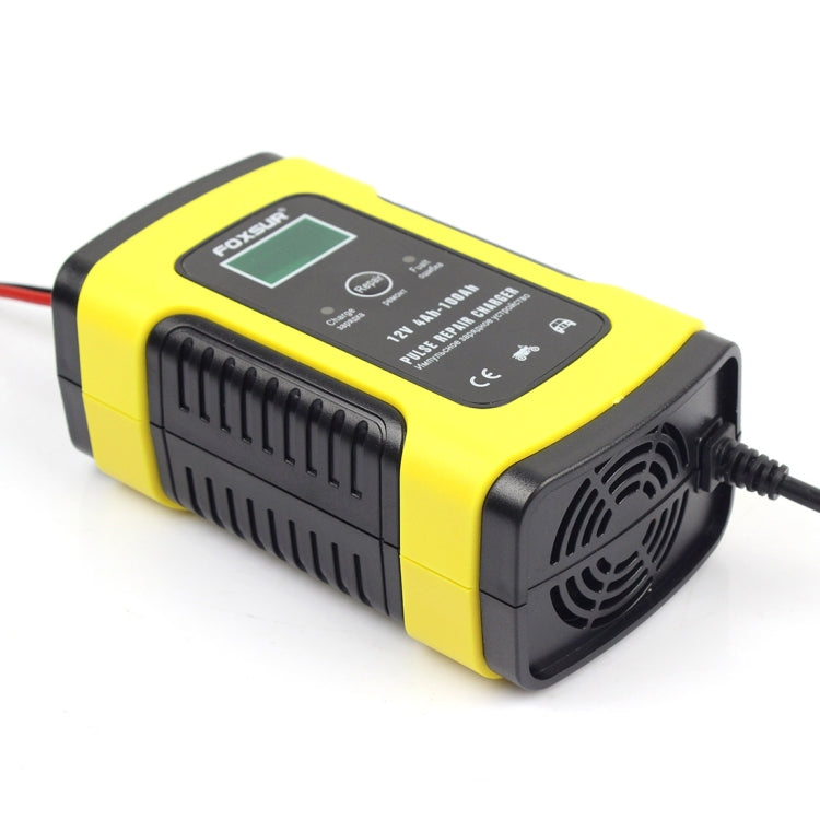 FOXSUR 12V 6A Intelligent Universal Battery Charger for Car Motorcycle, Length: 55cm, EU Plug(Yellow) - Battery Charger by FOXSUR | Online Shopping UK | buy2fix