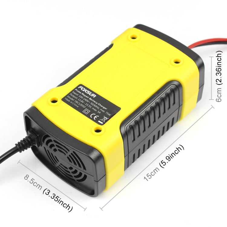 FOXSUR 12V 6A Intelligent Universal Battery Charger for Car Motorcycle, Length: 55cm, EU Plug(Yellow) - Battery Charger by FOXSUR | Online Shopping UK | buy2fix