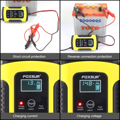 FOXSUR 12V 6A Intelligent Universal Battery Charger for Car Motorcycle, Length: 55cm, EU Plug(Yellow) - Battery Charger by FOXSUR | Online Shopping UK | buy2fix