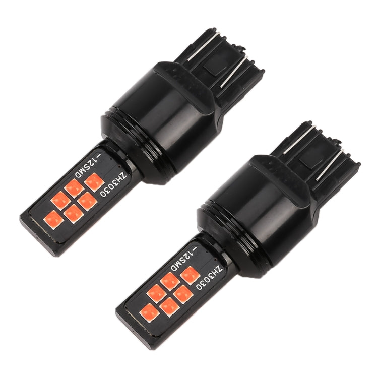 2 PCS 7443 DC9-16V / 3.5W Car Auto Brake Lights 12LEDs SMD-ZH3030 Lamps, with Constant Current(Red Light) - Brake Lights by buy2fix | Online Shopping UK | buy2fix
