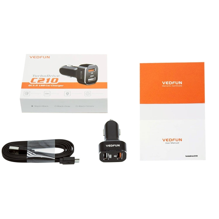 VEDFUN TurboDrive C210 Dual Ports Quick Charge 3.0 + SDDC Technology USB Car Charger for Smartphones and Tablets - Car Charger by VEDFUN | Online Shopping UK | buy2fix