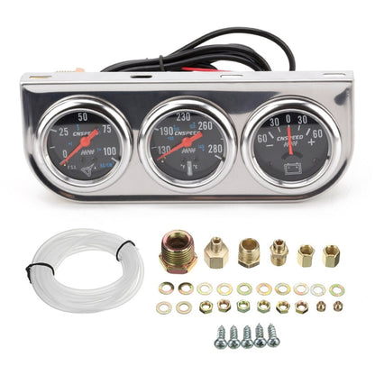 52mm 12V Universal Car Modified Triple Meter 3 in 1 Gauge Oil Press Gauge + Water Temperature Gauge + Ammeter, with Sensor - In Car by buy2fix | Online Shopping UK | buy2fix