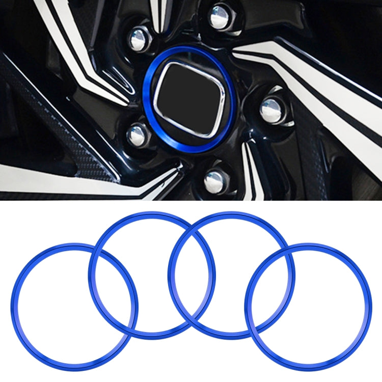 4 PCS Car Metal Wheel Hub Decoration Ring for BMW 5 Series 2018 (Blue) - In Car by buy2fix | Online Shopping UK | buy2fix