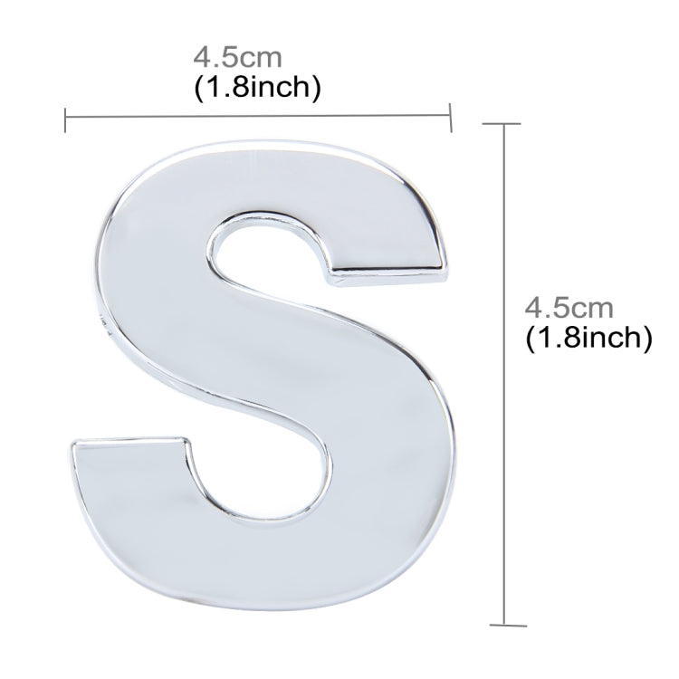 Car Vehicle Badge Emblem 3D English Letter S Self-adhesive Sticker Decal, Size: 4.5*4.5*0.5cm - 3D Metal Sticker by buy2fix | Online Shopping UK | buy2fix