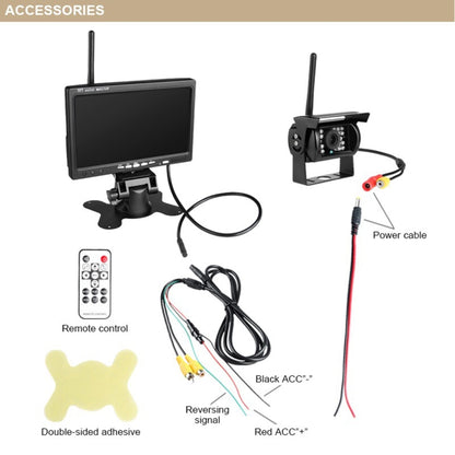 PZ607-W Wireless Vehicle Truck Backup Camera and Monitor Infrared Night Vision Rear View Camera with 7 inch HD Monitor for RV Trailer - In Car by buy2fix | Online Shopping UK | buy2fix