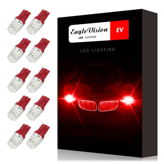 10 PCS T10 2W 100LM IP67 LEDs Bulbs Prismatic Shape Car Lens Decoder Mini Lamps DC 12V, with 2LEDs SMD-5730 Lamps (Red Light) - LED Headlamps by buy2fix | Online Shopping UK | buy2fix