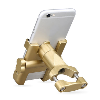 Motorcycle Handlebar Aluminum Alloy Phone Bracket, Suitable for 60-100mm Device(Gold) - Holder by buy2fix | Online Shopping UK | buy2fix