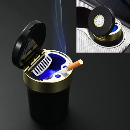 Multi-function Portable Creative LED Car Cigarette Ash Tray Ashtray with Clock(Gold) - Ashtrays by buy2fix | Online Shopping UK | buy2fix