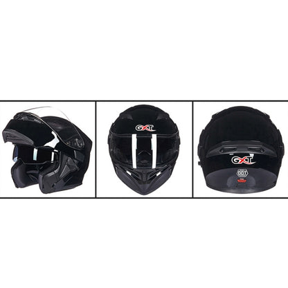GXT Motorcycle ABS Shell Anti-fog  Double-len Inner Sun Visor Safety Helmet, Size: M(Black) - Helmets by GXT | Online Shopping UK | buy2fix