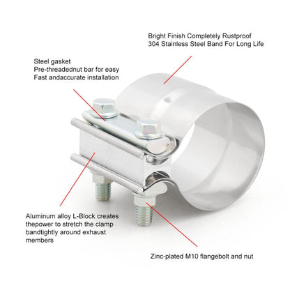 3 inch Car Turbo Exhaust Downpipe Stainless Steel Lap Joint Band Clamp - In Car by buy2fix | Online Shopping UK | buy2fix