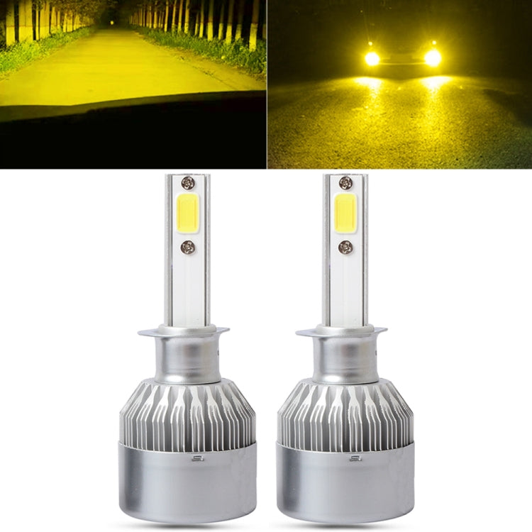 2 PCS  H1 18W 1800 LM 3000K IP68 Canbus Constant Current Car LED Headlight with 2 COB Lamps, DC 9-36V(Gold Light) - In Car by buy2fix | Online Shopping UK | buy2fix