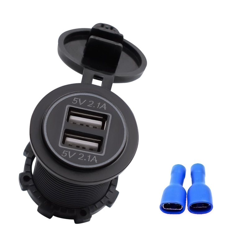 Universal Car Charger 2 Port Power Socket Power Dual USB Charger 5V 4.2A IP66 with Aperture (Orange Light) - In Car by buy2fix | Online Shopping UK | buy2fix