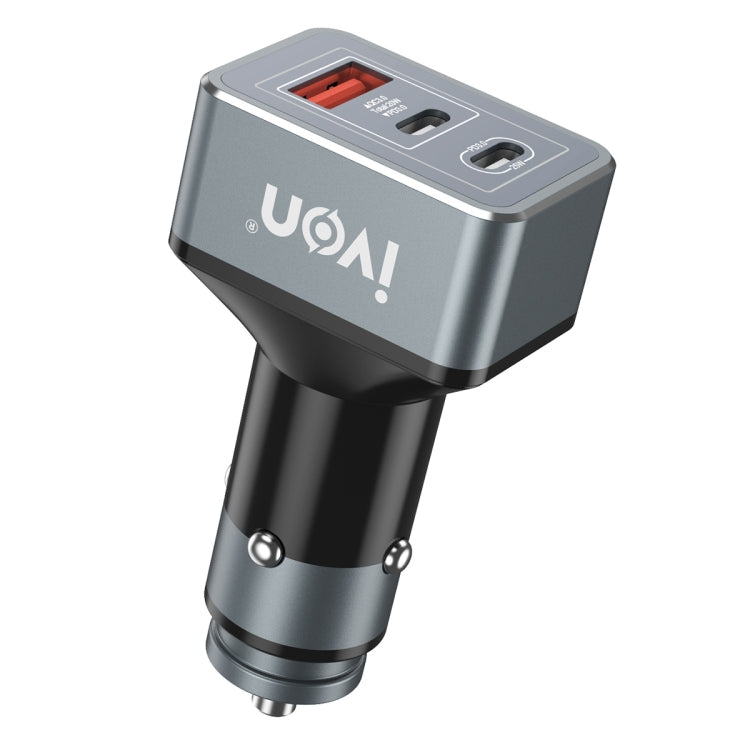 IVON CC43 45W PD 3.0 Dual USB-C / Type-C + QC 3.0 USB Port Square Car Charger - Car Charger by IVON | Online Shopping UK | buy2fix