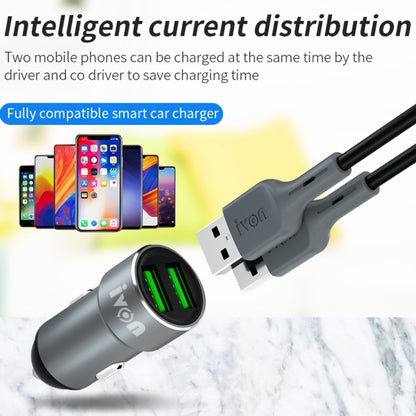 IVON CC38 2.4A Dual USB Car Charger + 1m USB to 8 Pin Fast Charge Data Cable Set - Car Charger by IVON | Online Shopping UK | buy2fix