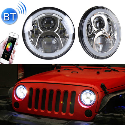 2 PCS 7 inch DC12V 6000K-6500K 50W Car LED Headlight Cree Lamp Beads for Jeep Wrangler / Harley, Support APP + Bluetooth Control(Silver) - In Car by buy2fix | Online Shopping UK | buy2fix