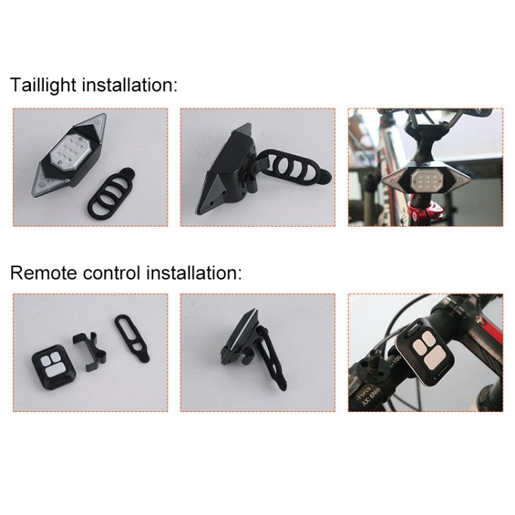 USB Rechargeable Bicycle Turn Light Wireless Remote Control Bike Tail Light - Taillights by buy2fix | Online Shopping UK | buy2fix