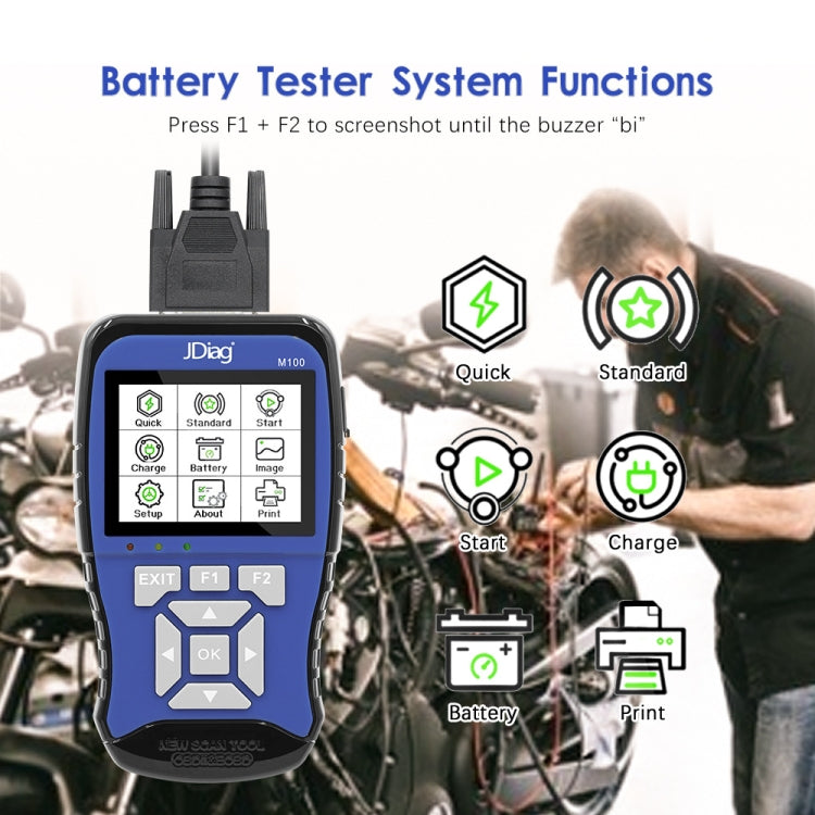 JDiag M100 Motorcycles 2 in1 OBD Scanner Battery Tester - In Car by buy2fix | Online Shopping UK | buy2fix