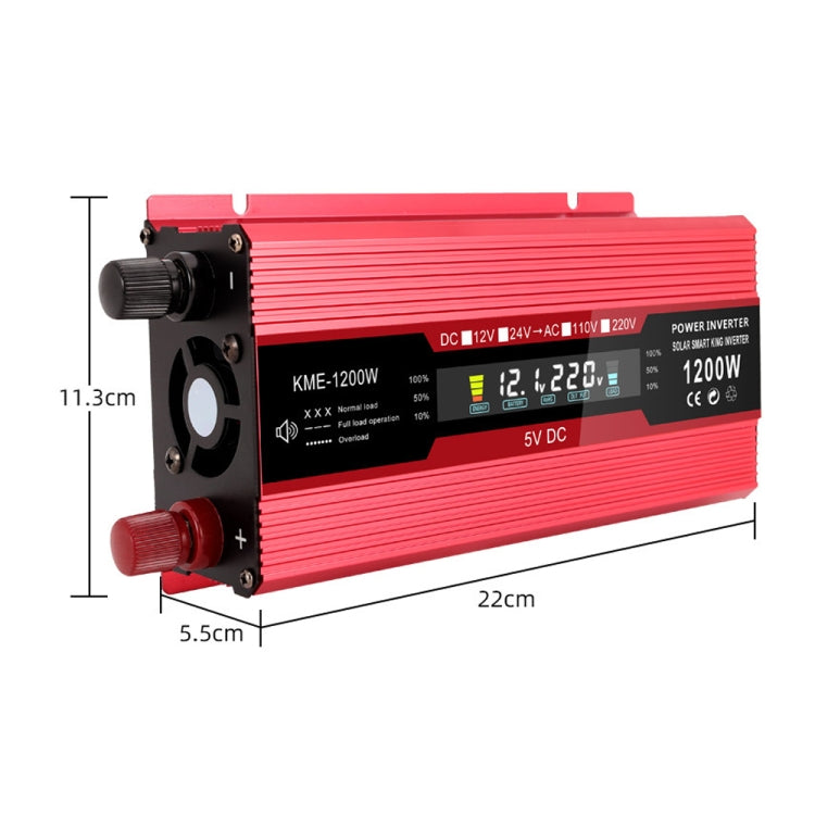 Carmaer US Plug 12V to 110V 1200W Car LCD Display Inverter Household Power Converter - In Car by buy2fix | Online Shopping UK | buy2fix