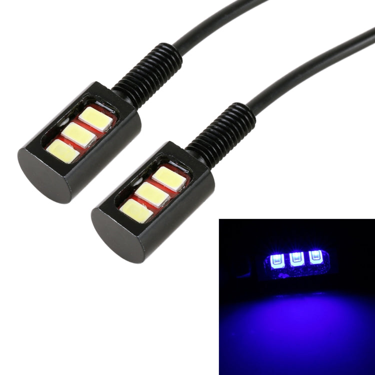 1 Pair DC12V 0.4W 3LEDs SMD-5630 Car / Motorcycle License Plate Light, Cable Length: 27cm (Blue Light) - In Car by buy2fix | Online Shopping UK | buy2fix