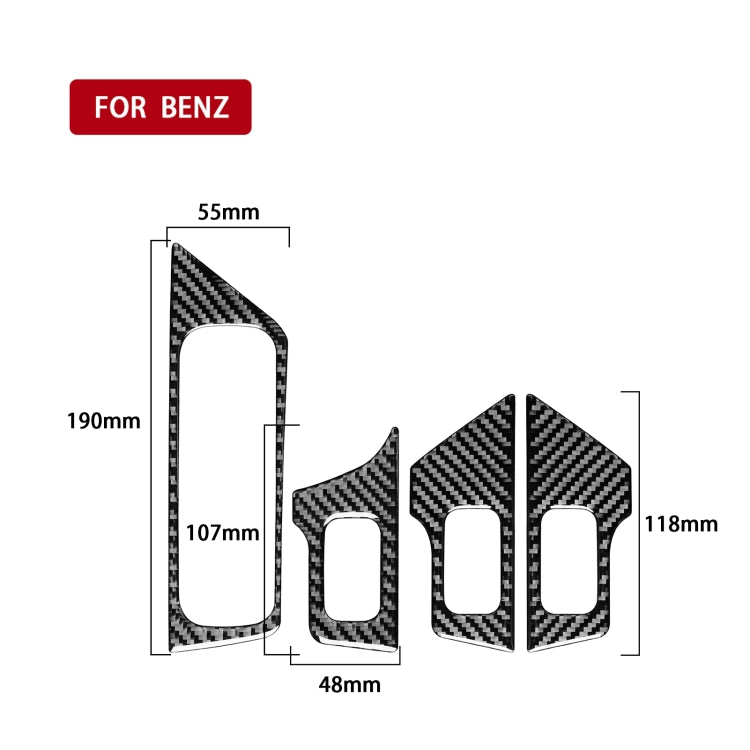 4 PCS / Set Carbon Fiber Car Glass Lift Switch Decorative Sticker for Mercedes-Benz B-Class 2019 / GLB 2020,Left Drive - In Car by buy2fix | Online Shopping UK | buy2fix