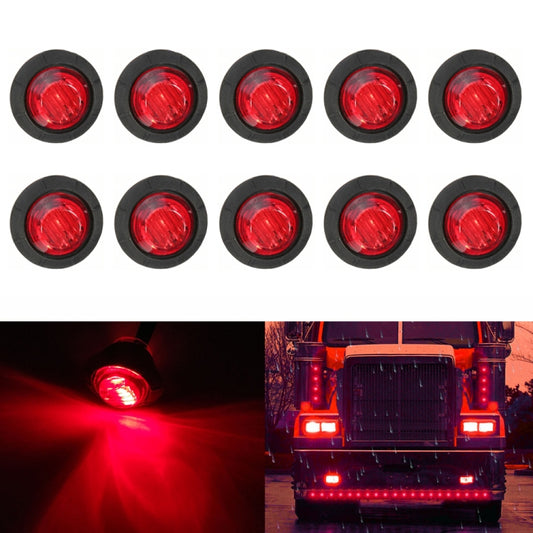 10 PCS MK-009 3/4 inch Car / Truck 3LEDs Side Marker Indicator Lights Bulb Lamp (Red Light) - In Car by buy2fix | Online Shopping UK | buy2fix