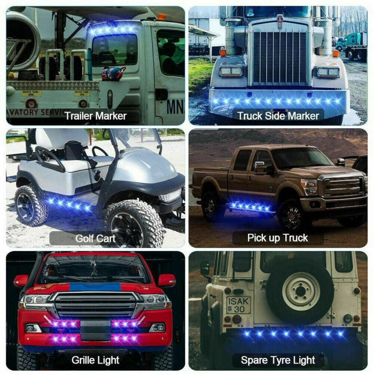 10 PCS MK-118 3/4 inch Metal Frame Car / Truck 3LEDs Side Marker Indicator Lights Bulb Lamp (Blue Light) - In Car by buy2fix | Online Shopping UK | buy2fix