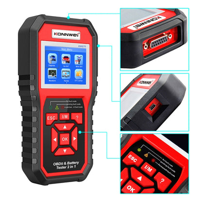 KONNWEI KW870 2 in 1 Car OBD2 Fault Diagnosis + Battery Tester - Code Readers & Scan Tools by KONNWEI | Online Shopping UK | buy2fix