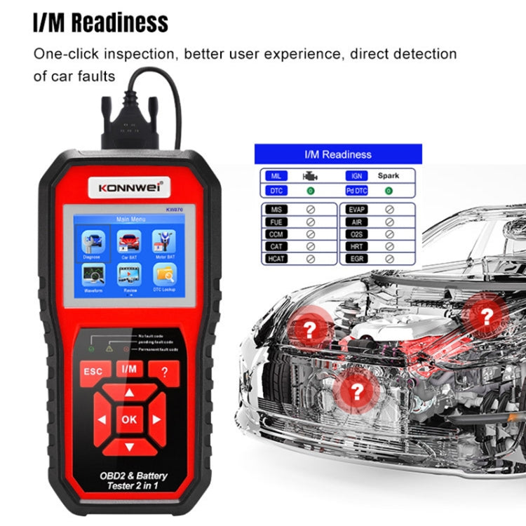 KONNWEI KW870 2 in 1 Car OBD2 Fault Diagnosis + Battery Tester - Code Readers & Scan Tools by KONNWEI | Online Shopping UK | buy2fix