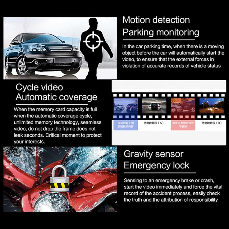 Q50 Car 4 inch HD 1080P Night Vision Front and Rear Dual-lens Driving Recorder -  by buy2fix | Online Shopping UK | buy2fix