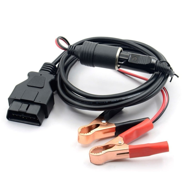 OBD II Car ECU Emergency Power Supply Cable Memory Saver with Alligator Clip-On Cigarette Lighter Power Socket - In Car by buy2fix | Online Shopping UK | buy2fix