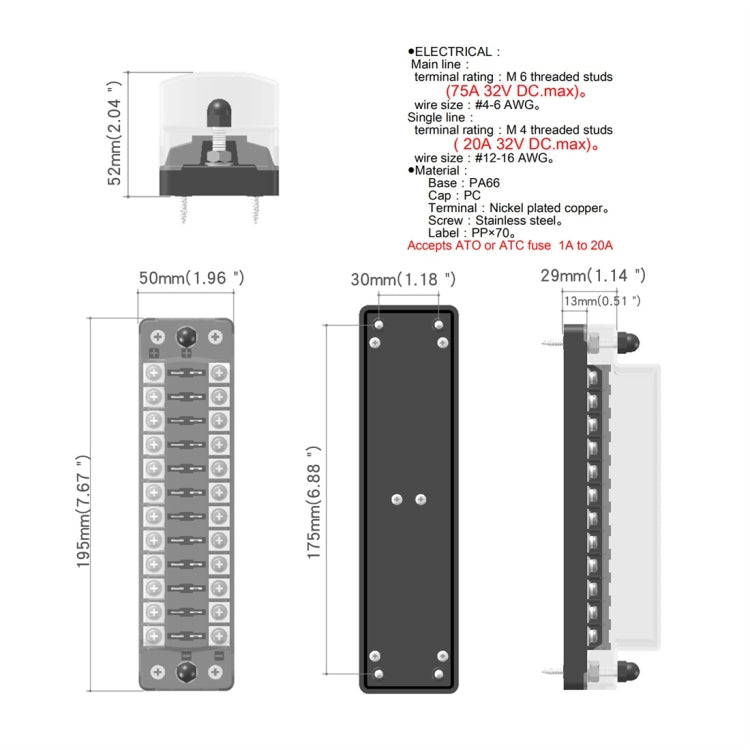 ZH-978A2 FB1902 1 In 12 Out 12 Ways Independent Positive Negative Fuse Box with 24 Fuses for Auto Car Truck Boat - In Car by buy2fix | Online Shopping UK | buy2fix