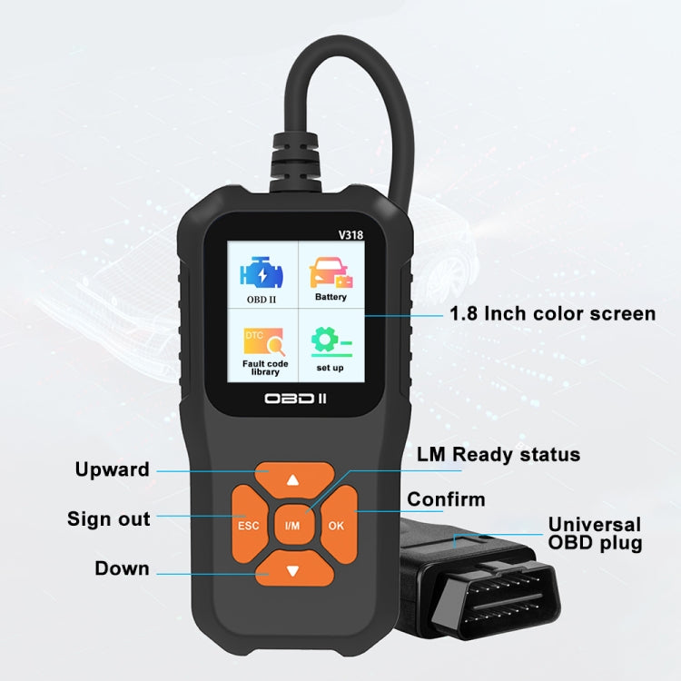 V318 Car OBD2 Color Screen Diagnostic Tool Code Reader - In Car by buy2fix | Online Shopping UK | buy2fix