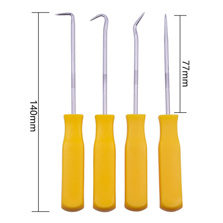 4 PCS Car Pick and Hook Set O Ring Oil Seal Gasket Puller Remover Craft Hand Tool Car Remover Tool Set (Yellow) - In Car by buy2fix | Online Shopping UK | buy2fix