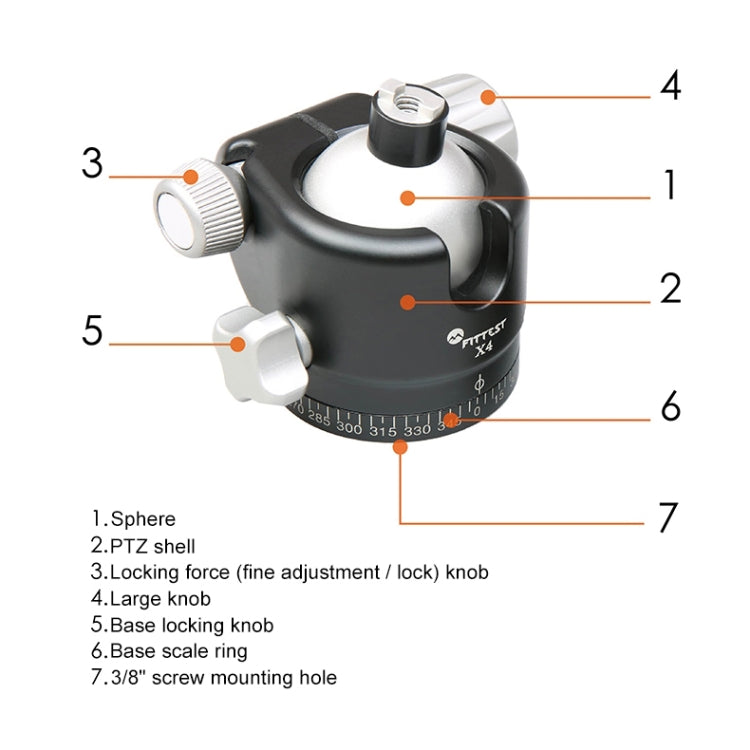 FITTEST X4 Low Center of Gravity High Locking Force Panoramic Ball Head with Quick Release Plate for DSLR & Digital Cameras, Load Max 10kg(Red) - Camera Accessories by FITTEST | Online Shopping UK | buy2fix