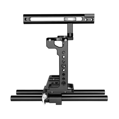 YELANGU C18 YLG0915A-C Video Camera Cage Stabilizer with Handle & Rail Rod Mount for Panasonic Lumix DC-S1H / DC-S1 / DC-S1R(Black) - Camera Cage by YELANGU | Online Shopping UK | buy2fix