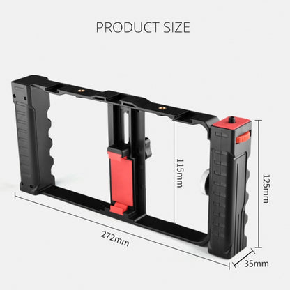 YELANGU PC02A Vlogging Live Broadcast Plastic Cage Video Rig Filmmaking Stabilizer Bracket for iPhone, Galaxy, Huawei, Xiaomi, HTC, LG, Google, and Other Smartphones(Black) - Stand by YELANGU | Online Shopping UK | buy2fix