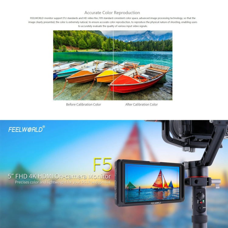 FEELWORLD F6S Full HD 1920x1080 5.0 inch IPS Screen DSLR Camera Field Monitor with Tilt Arm, Support 4K HDTV Input / Output - On-camera Monitors by FEELWORLD | Online Shopping UK | buy2fix