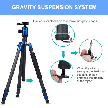 TRIOPO Oubao C-608S Adjustable Portable Carbon Fiber Tripod with Ball Head for SLR Camera - Tripods by TRIOPO | Online Shopping UK | buy2fix