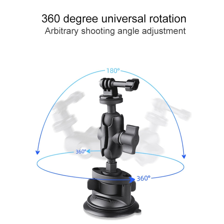 Triangle Suction Cup Mount Holder with Tripod Adapter & Steel Tether & Safety Buckle (Black) - DJI & GoPro Accessories by buy2fix | Online Shopping UK | buy2fix