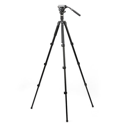 Fotopro S5i Pro 4-Section Tripod Mount with Fluid Drag Head & Head Base (Black) - Camera Accessories by Fotopro | Online Shopping UK | buy2fix