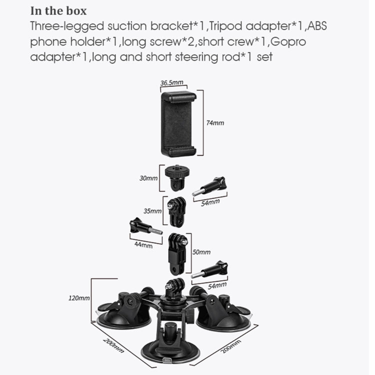 Big Triangle Direction Suction Cup Mount (Black) - DJI & GoPro Accessories by STARTRC | Online Shopping UK | buy2fix