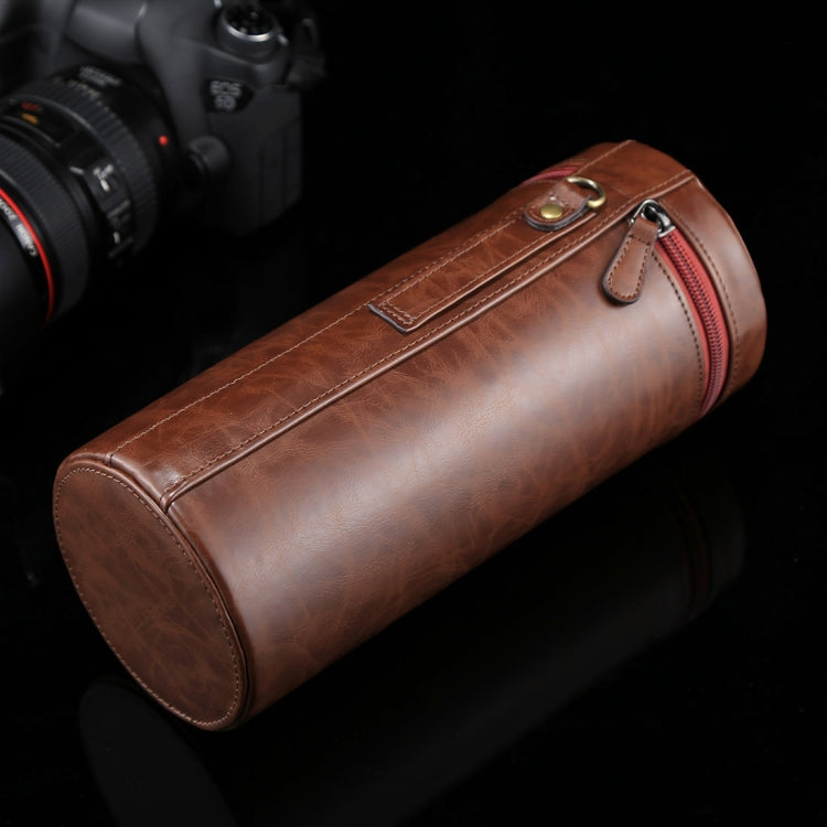 Extra Large Lens Case Zippered PU Leather Pouch Box for DSLR Camera Lens, Size: 24.5*10.5*10.5cm(Coffee) - Camera Accessories by buy2fix | Online Shopping UK | buy2fix