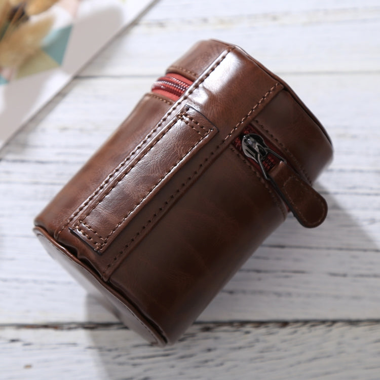 Small Lens Case Zippered PU Leather Pouch Box for DSLR Camera Lens, Size: 11x8x8cm(Coffee) - Camera Accessories by buy2fix | Online Shopping UK | buy2fix