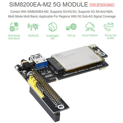 Waveshare SIM8200EA-M2 5G Snapdragon X55 Multi Mode Multi Band 5G/4G/3G Module Expand Board for Jetson Nano, EU Plug - Modules Expansions Accessories by WAVESHARE | Online Shopping UK | buy2fix