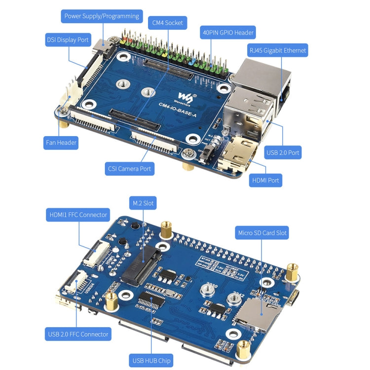 Waveshare Mini IO Board Lite Ver Mini-Computer Base Box with Metal Case & Cooling Fan for Raspberry Pi CM4(US Plug) - Mini PC Accessories by WAVESHARE | Online Shopping UK | buy2fix