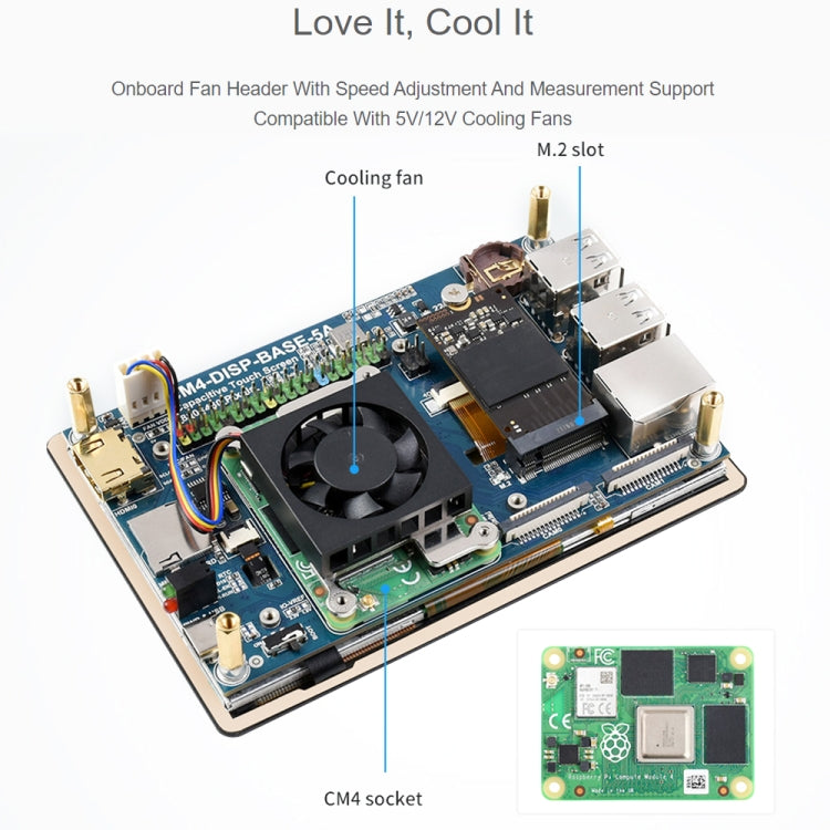 WAVESHARE 5 inch Touch Screen Expansion for Raspberry Pi CM4, PoE Header, Gigabit Ethernet, 4K Output - Consumer Electronics by WAVESHARE | Online Shopping UK | buy2fix